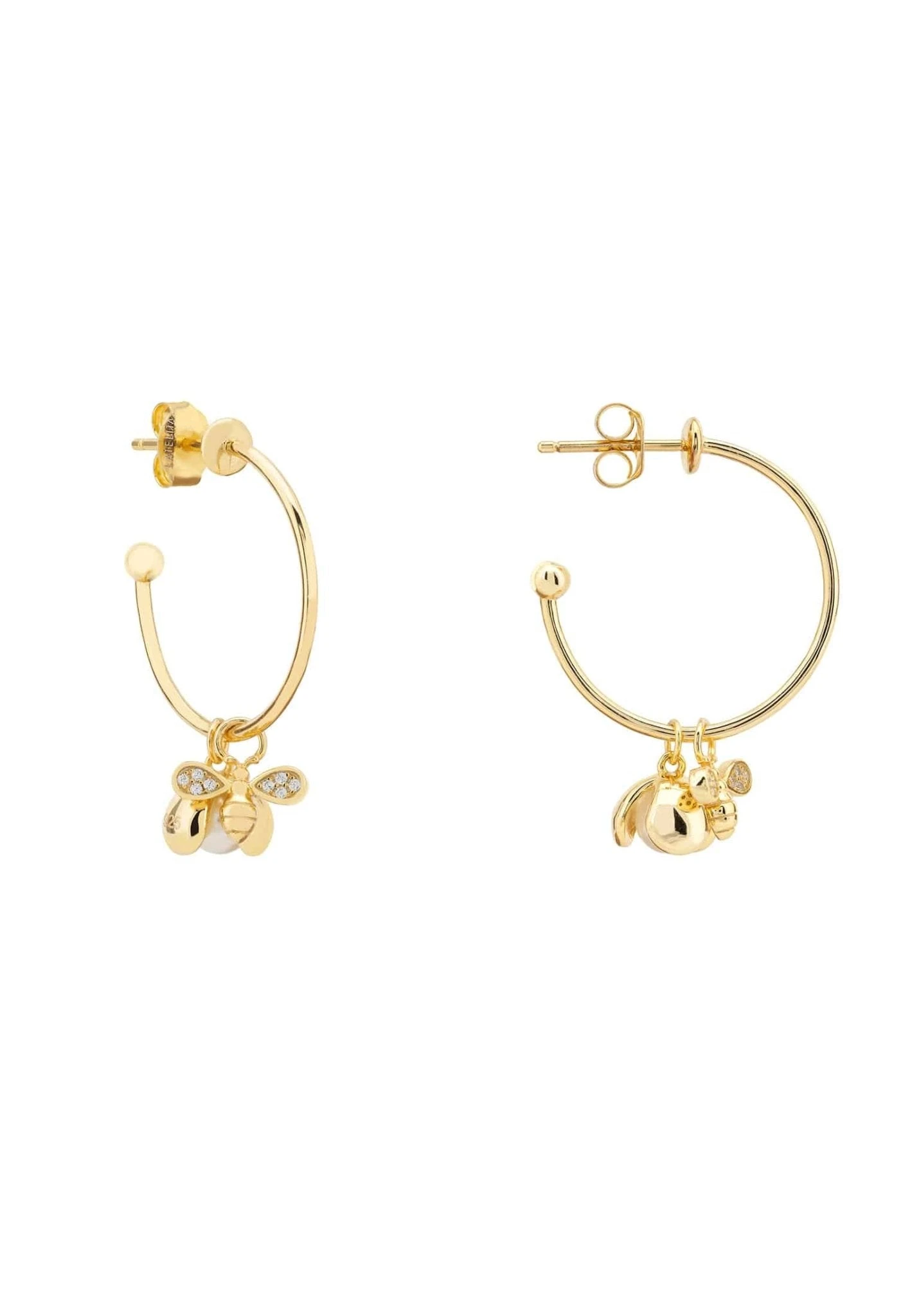 Latelita Busy Bee & Pearl Hoop Earrings Gold 3 Latelita Busy Bee & Pearl Hoop Earrings Gold - Image 3