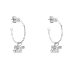 Latelita Busy Bee & Pearl Hoop Earrings Silver