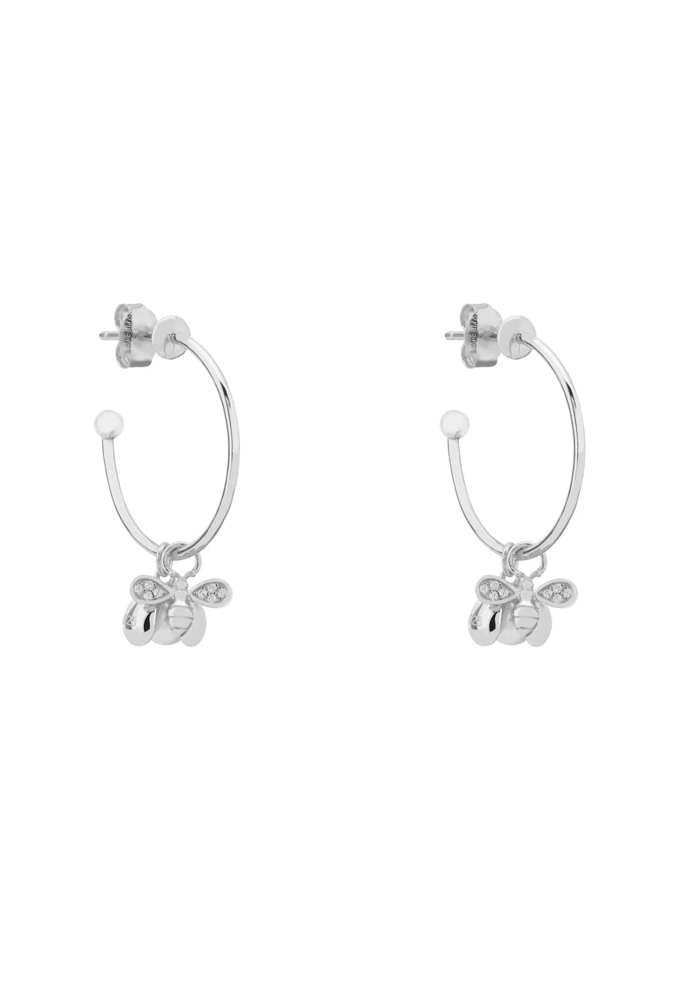 Latelita Busy Bee & Pearl Hoop Earrings Silver 1 Latelita Busy Bee & Pearl Hoop Earrings Silver