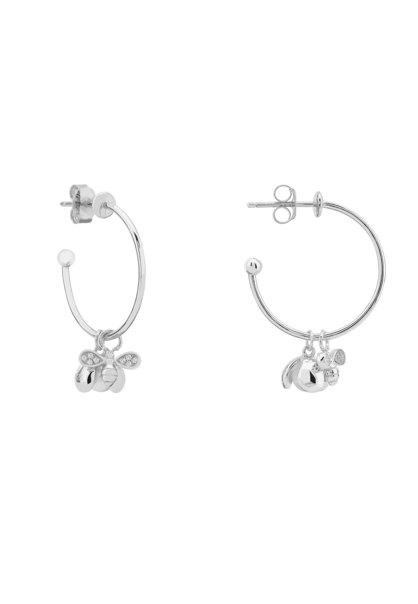 Latelita Busy Bee & Pearl Hoop Earrings Silver 3 Latelita Busy Bee & Pearl Hoop Earrings Silver - Image 3