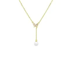 Latelita Butterfly Pearl Choker Necklace Gold