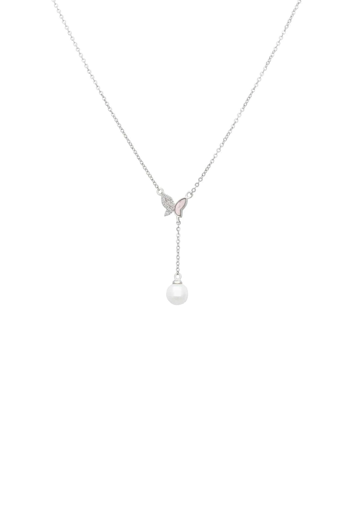 Latelita Butterfly Pearl Choker Necklace Silver 1 Latelita Butterfly Pearl Choker Necklace Silver