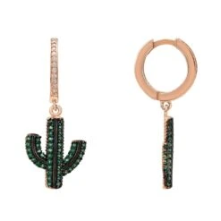Latelita Cactus Huggie Hoop Earrings Green Rosegold 6 Latelita Cactus Huggie Hoop Earrings Green Rosegold -Ornavique Sales cactus huggie hoop earrings green rosegold 708144