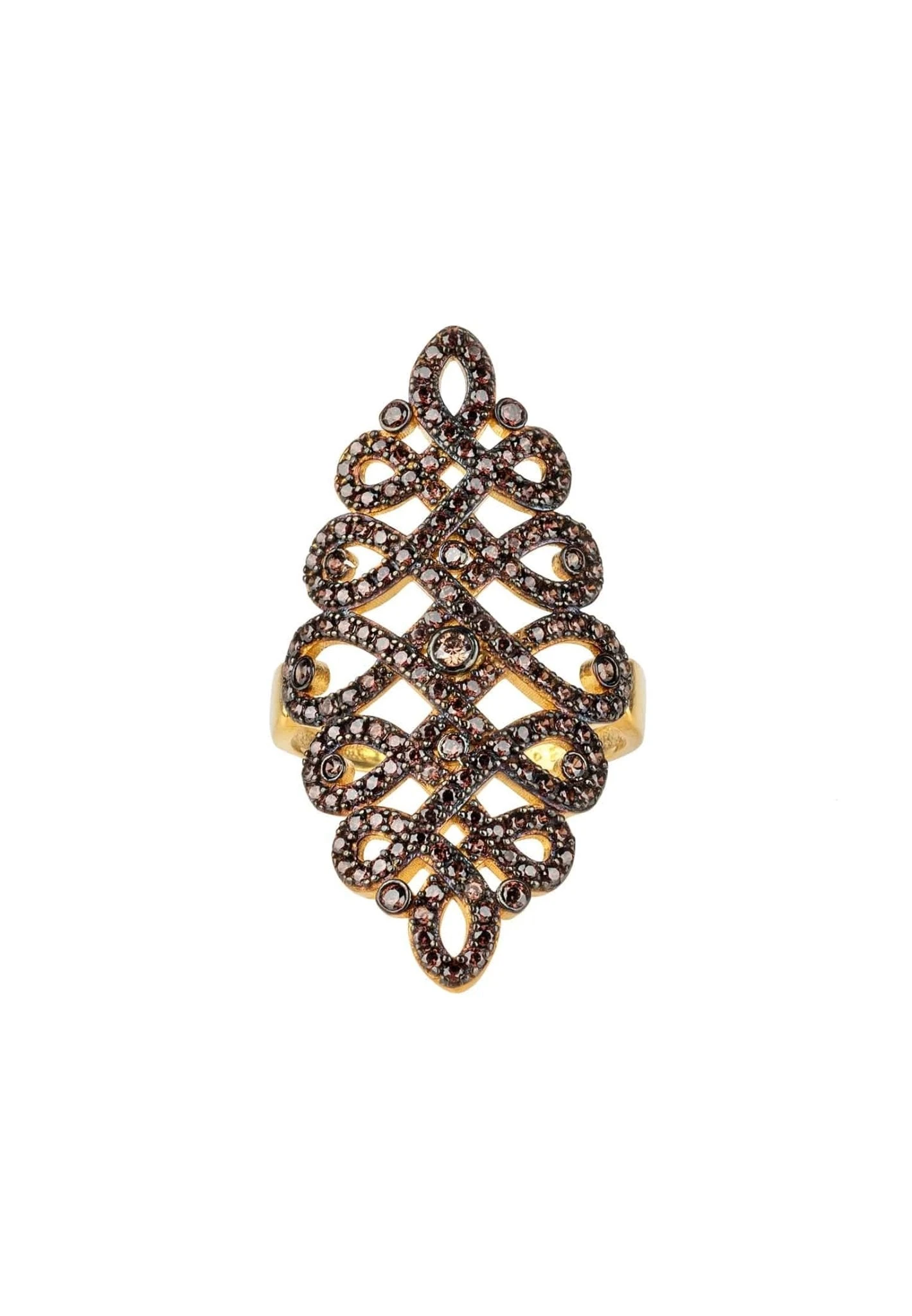 Latelita Calligraphy Wave Cocktail Ring Chocolate Brown Gold 1 Latelita Calligraphy Wave Cocktail Ring Chocolate Brown Gold