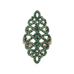 Latelita Calligraphy Wave Cocktail Ring Emerald Green Rosegold