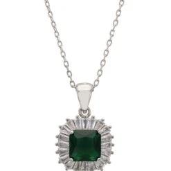 Latelita Camilla Pendant Necklace Silver Emerald