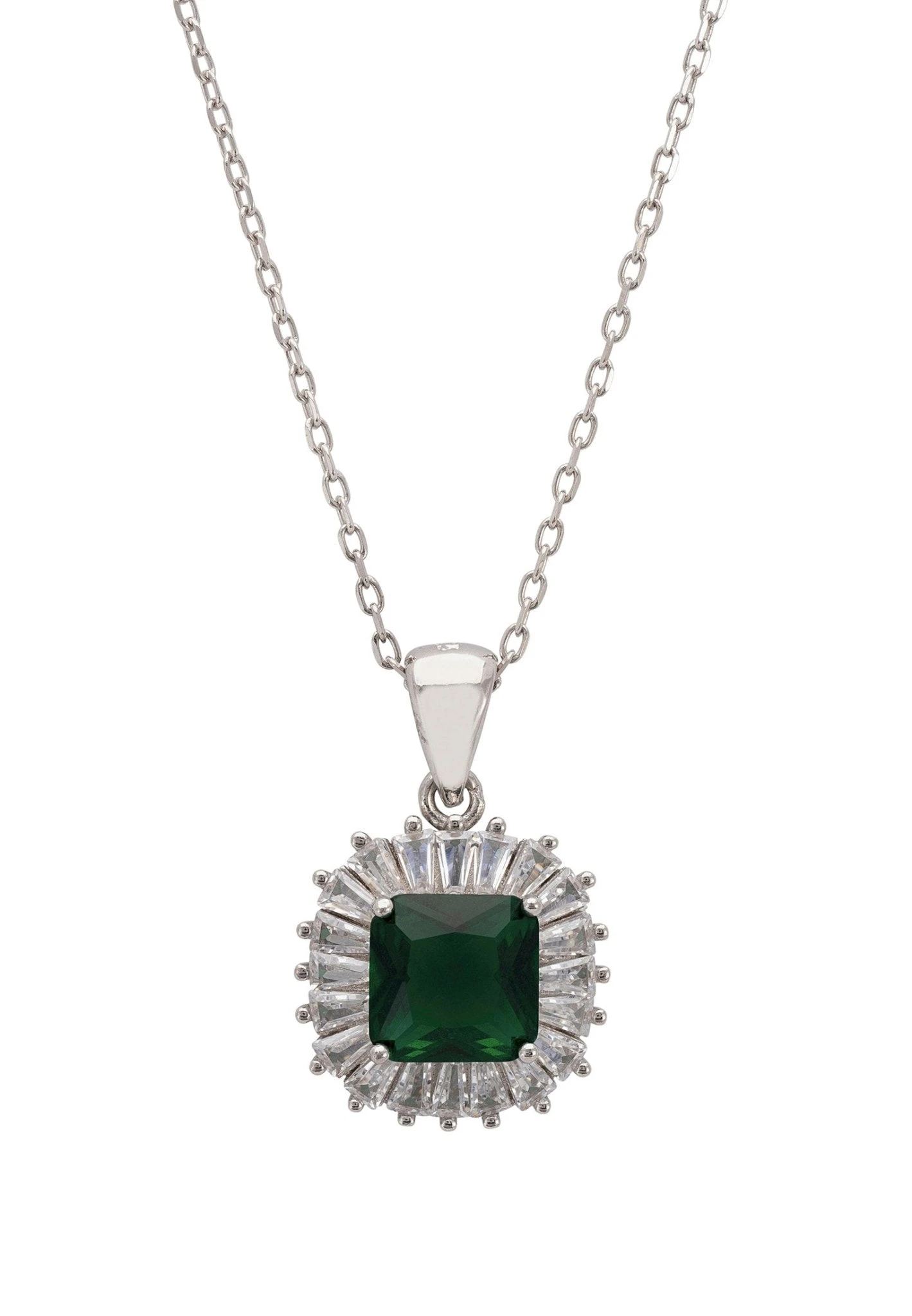 Latelita Camilla Pendant Necklace Silver Emerald 1 Latelita Camilla Pendant Necklace Silver Emerald