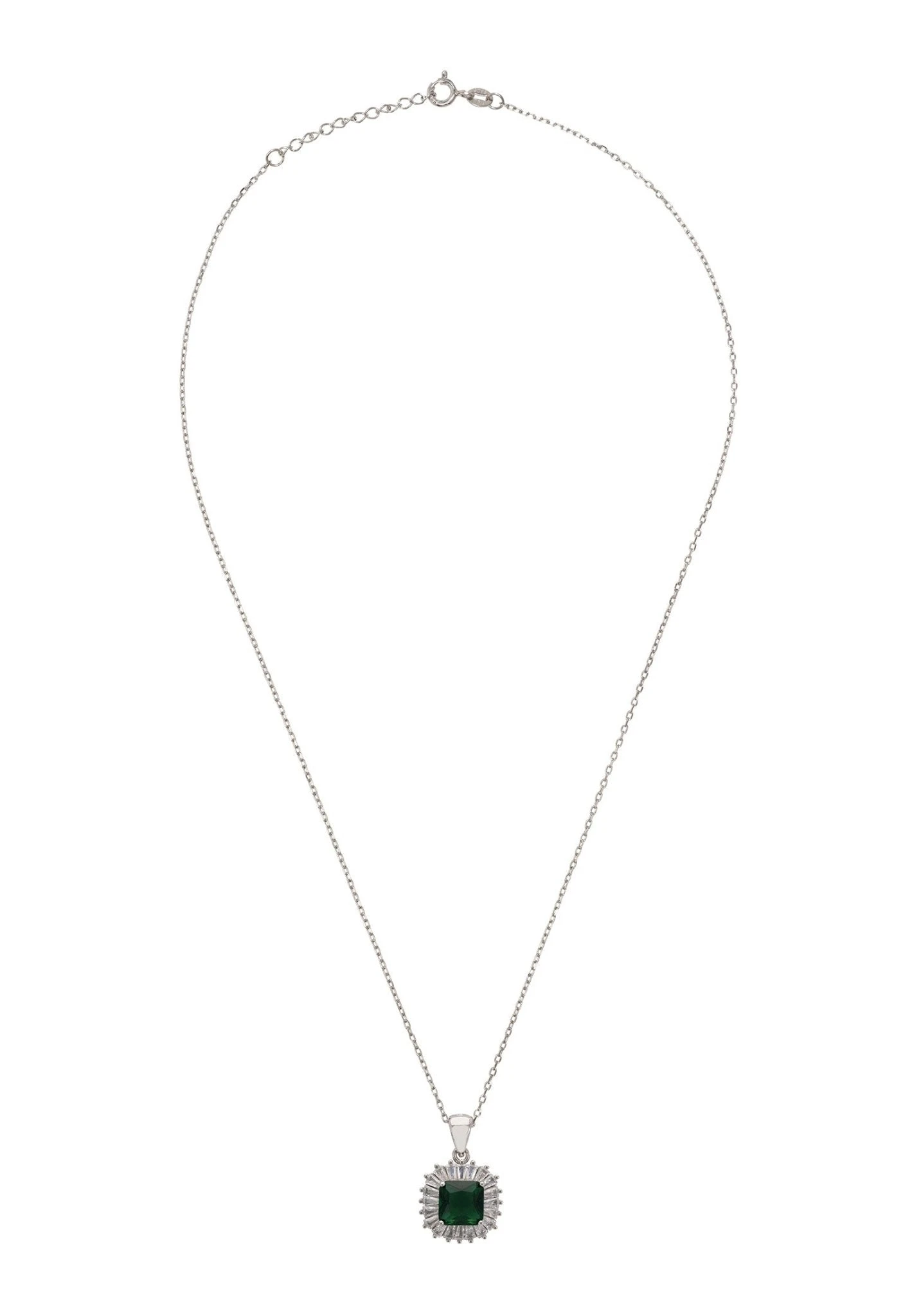 Latelita Camilla Pendant Necklace Silver Emerald 3 Latelita Camilla Pendant Necklace Silver Emerald - Image 3