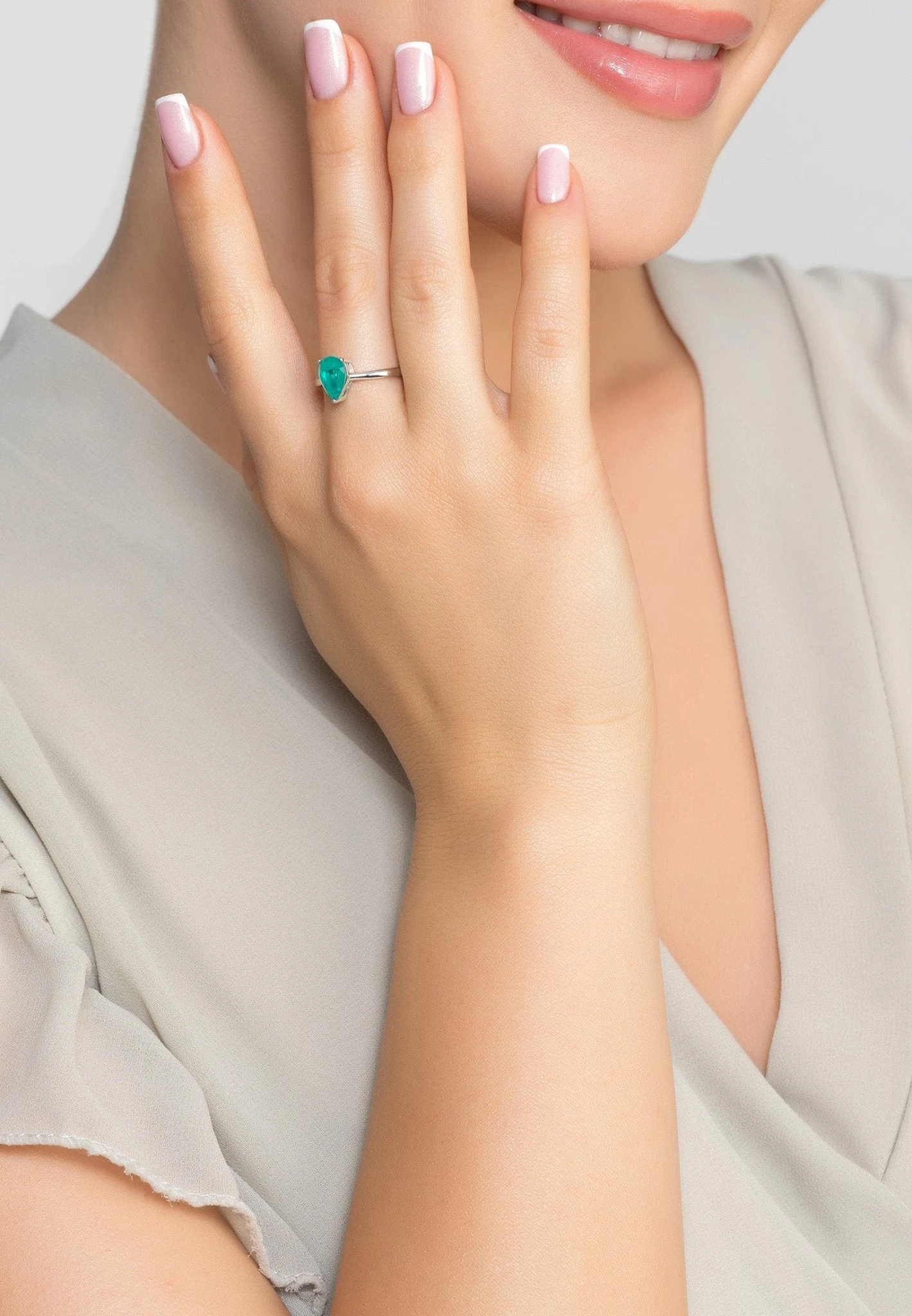 Latelita Catherine Teardrop Paraiba Tourmaline Cocktail Ring Silver 2 Latelita Catherine Teardrop Paraiba Tourmaline Cocktail Ring Silver - Image 2