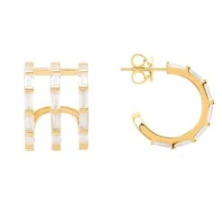 Latelita Chunky Triple Baguette Hoops Gold -Ornavique Sales chunky triple baguette hoops gold 358901
