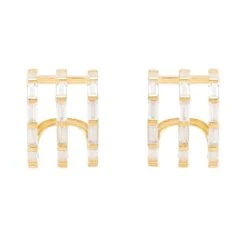 Latelita Chunky Triple Baguette Hoops Gold