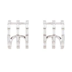 Latelita Chunky Triple Baguette Hoops Silver