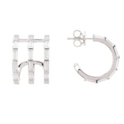 Latelita Chunky Triple Baguette Hoops Silver -Ornavique Sales chunky triple baguette hoops silver 541345