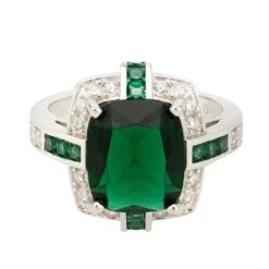 Latelita Clarence Silver Ring Emerald -Ornavique Sales clarence silver ring emerald 689488