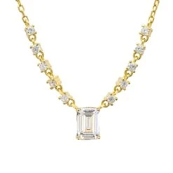 Latelita Claudia Gemstone Pendant Necklace Gold Clear Quartz