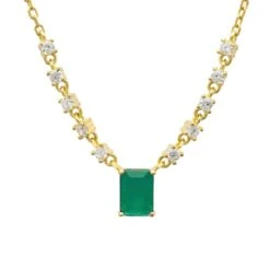 Latelita Claudia Gemstone Pendant Necklace Gold Colombian Emerald