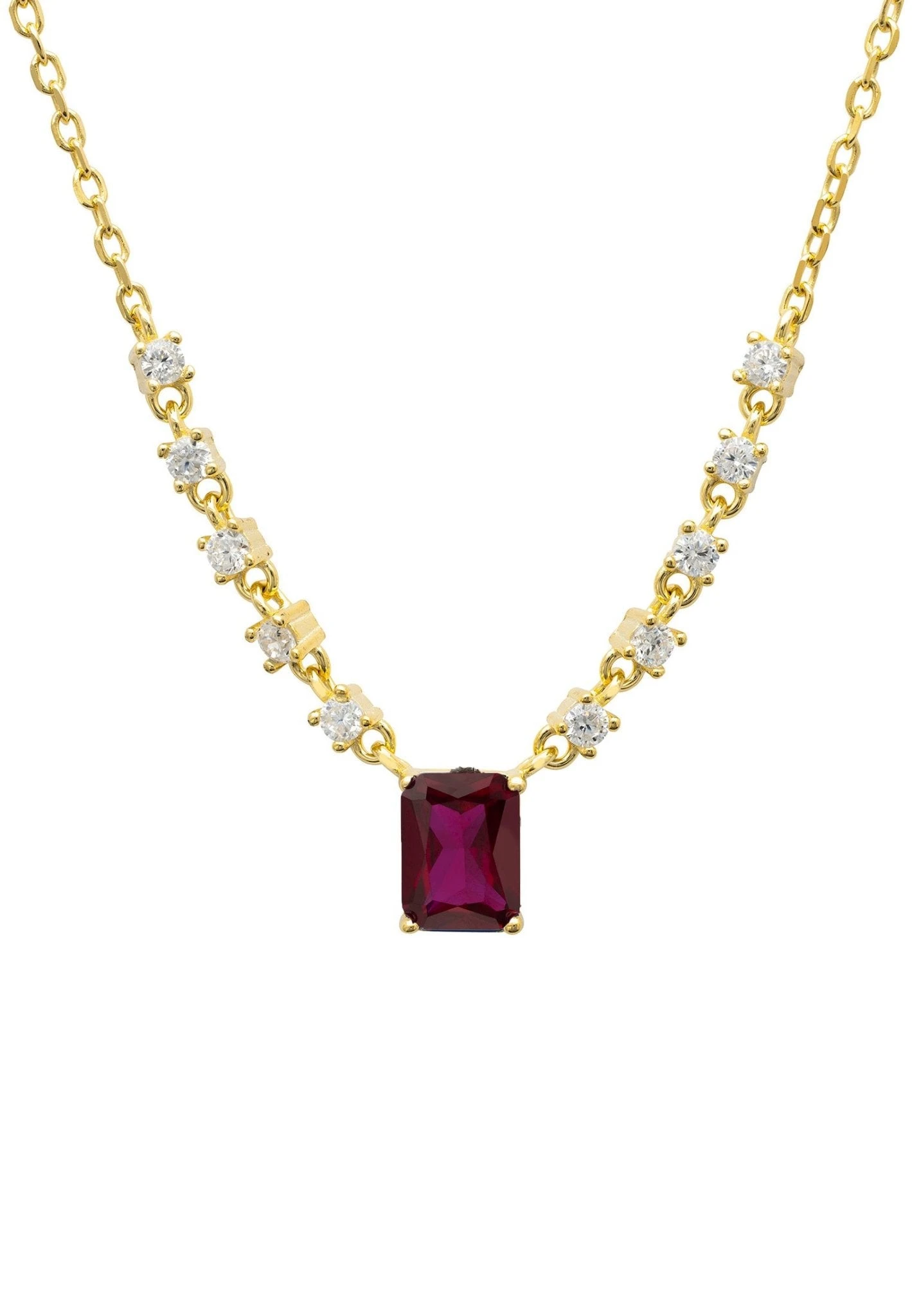 Latelita Claudia Gemstone Pendant Necklace Gold Ruby