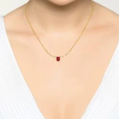 Ornavique Sales -Ornavique Sales claudia gemstone pendant necklace gold ruby 941717