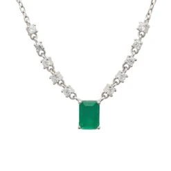 Latelita Claudia Gemstone Pendant Necklace Silver Colombian Emerald