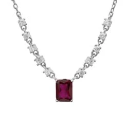 Latelita Claudia Gemstone Pendant Necklace Silver Ruby