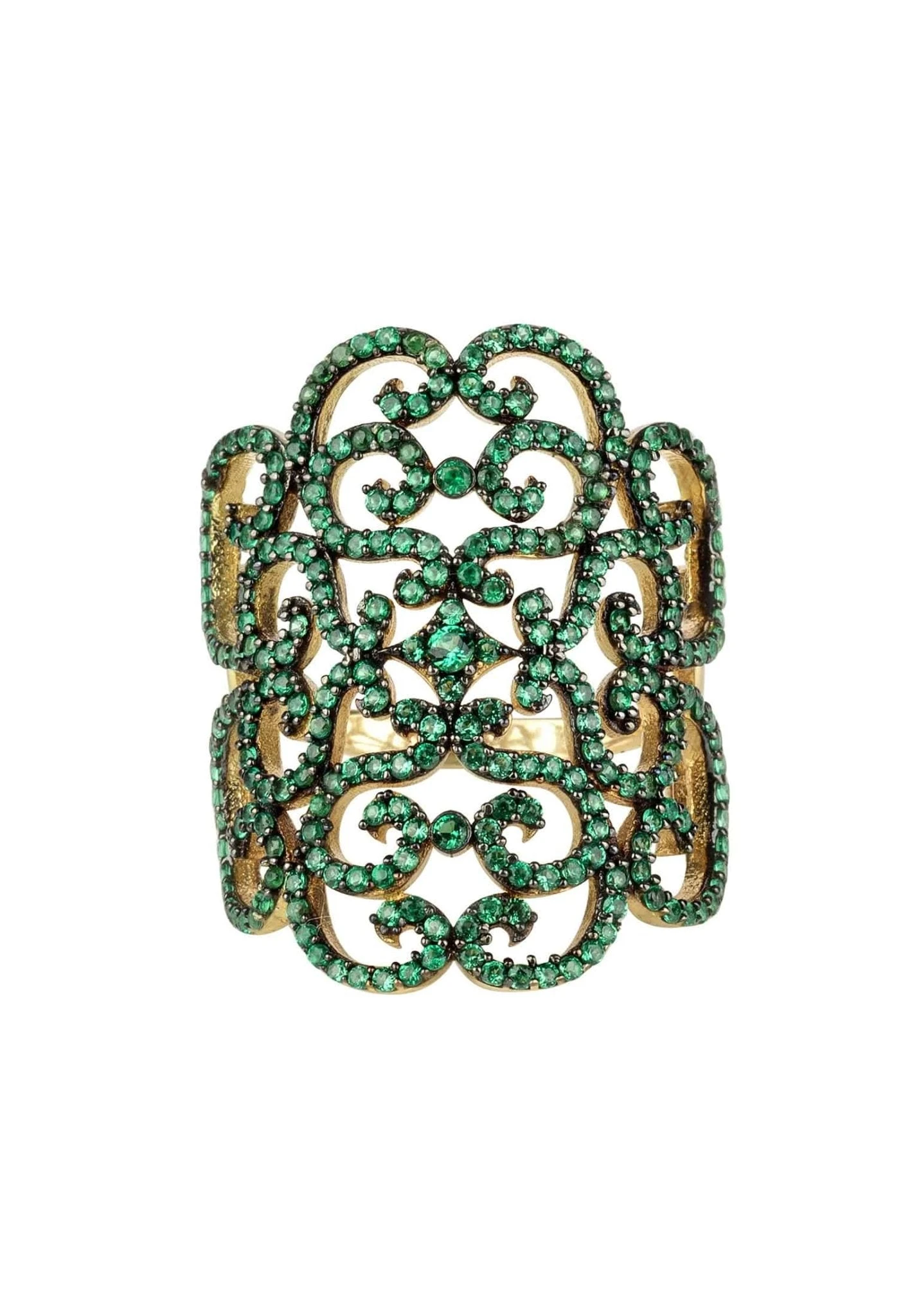 Latelita Countess Filigree Cocktail Ring Emerald Green Gold 1 Latelita Countess Filigree Cocktail Ring Emerald Green Gold