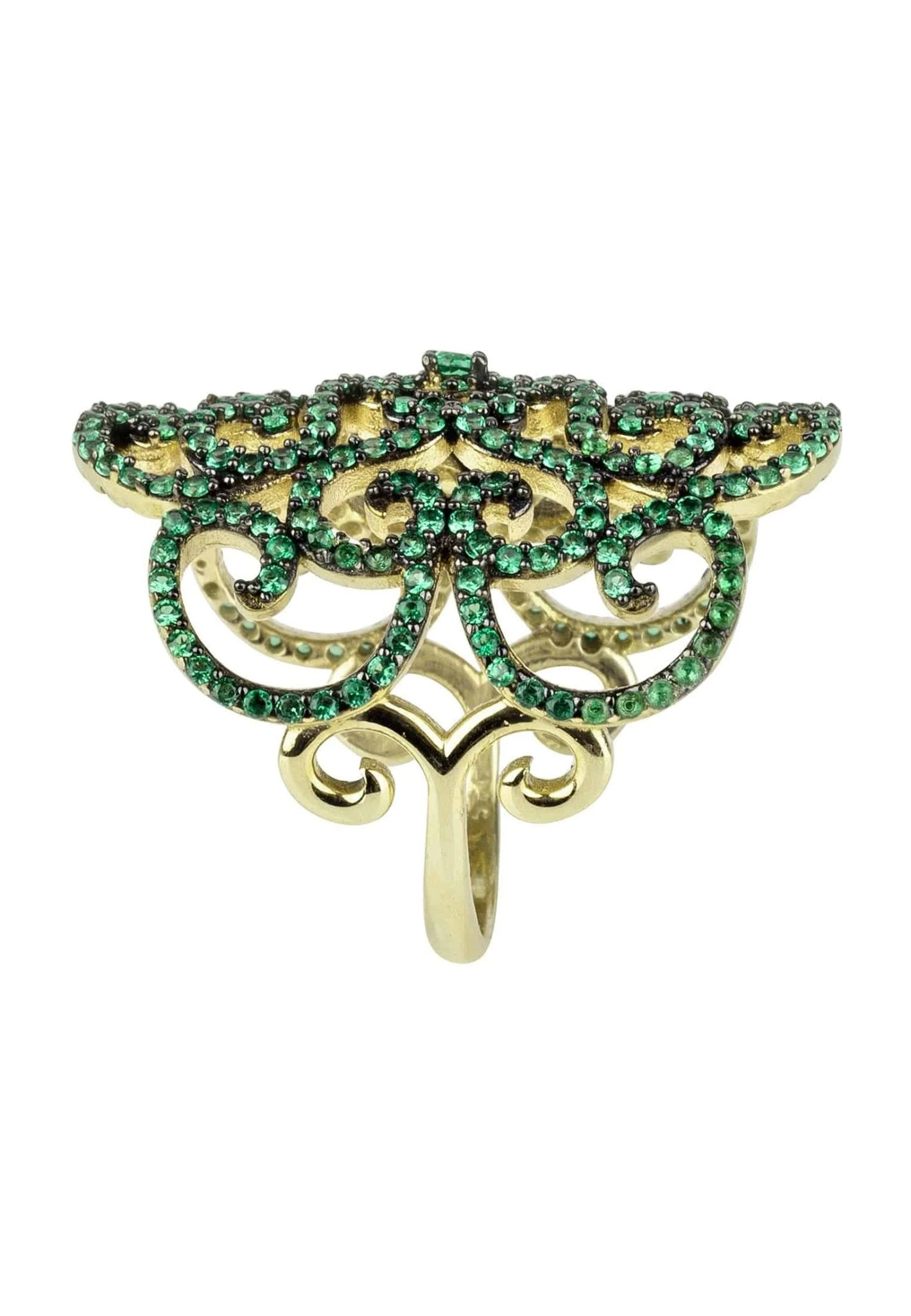 Latelita Countess Filigree Cocktail Ring Emerald Green Gold 3 Latelita Countess Filigree Cocktail Ring Emerald Green Gold - Image 3