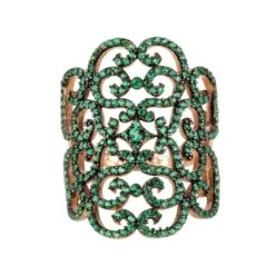 Latelita Countess Filigree Cocktail Ring Emerald Green Rosegold