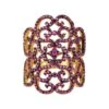 Latelita Countess Filigree Cocktail Ring Ruby Pink Gold