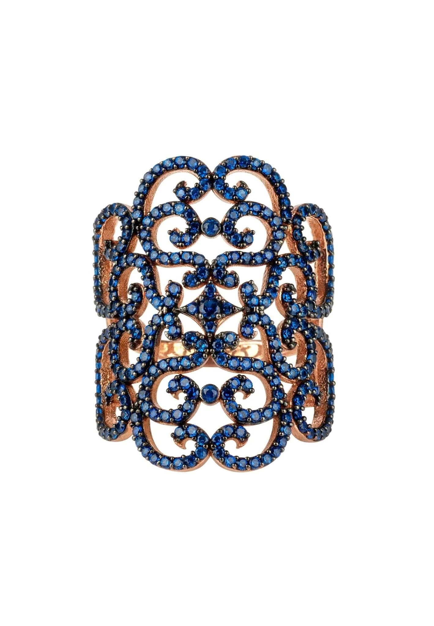 Latelita Countess Filigree Cocktail Ring Sapphire Blue Rosegold 1 Latelita Countess Filigree Cocktail Ring Sapphire Blue Rosegold