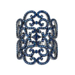 Latelita Countess Filigree Cocktail Ring Sapphire Silver