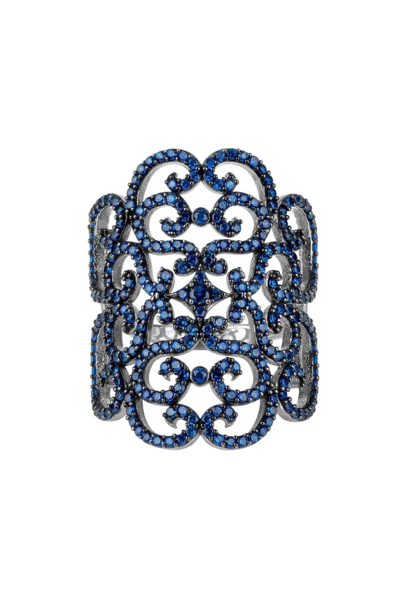 Latelita Countess Filigree Cocktail Ring Sapphire Silver 1 Latelita Countess Filigree Cocktail Ring Sapphire Silver