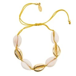 Latelita Cowrie Multi Shell Macrame Bracelet Gold
