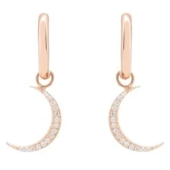 Latelita Crescent Moon Huggie Hoop Earrings Rosegold