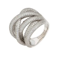 Latelita Crossover Multi-Strand Cocktail Ring Silver