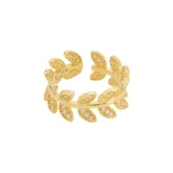 Latelita Curled Vine Leaf Adjustable Ring Gold -Ornavique Sales curled vine leaf adjustable ring gold 265852