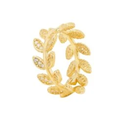 Latelita Curled Vine Leaf Adjustable Ring Gold