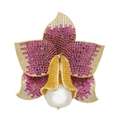 Latelita Daffodil With Pearl Cocktail Ring Gold Ruby CZ