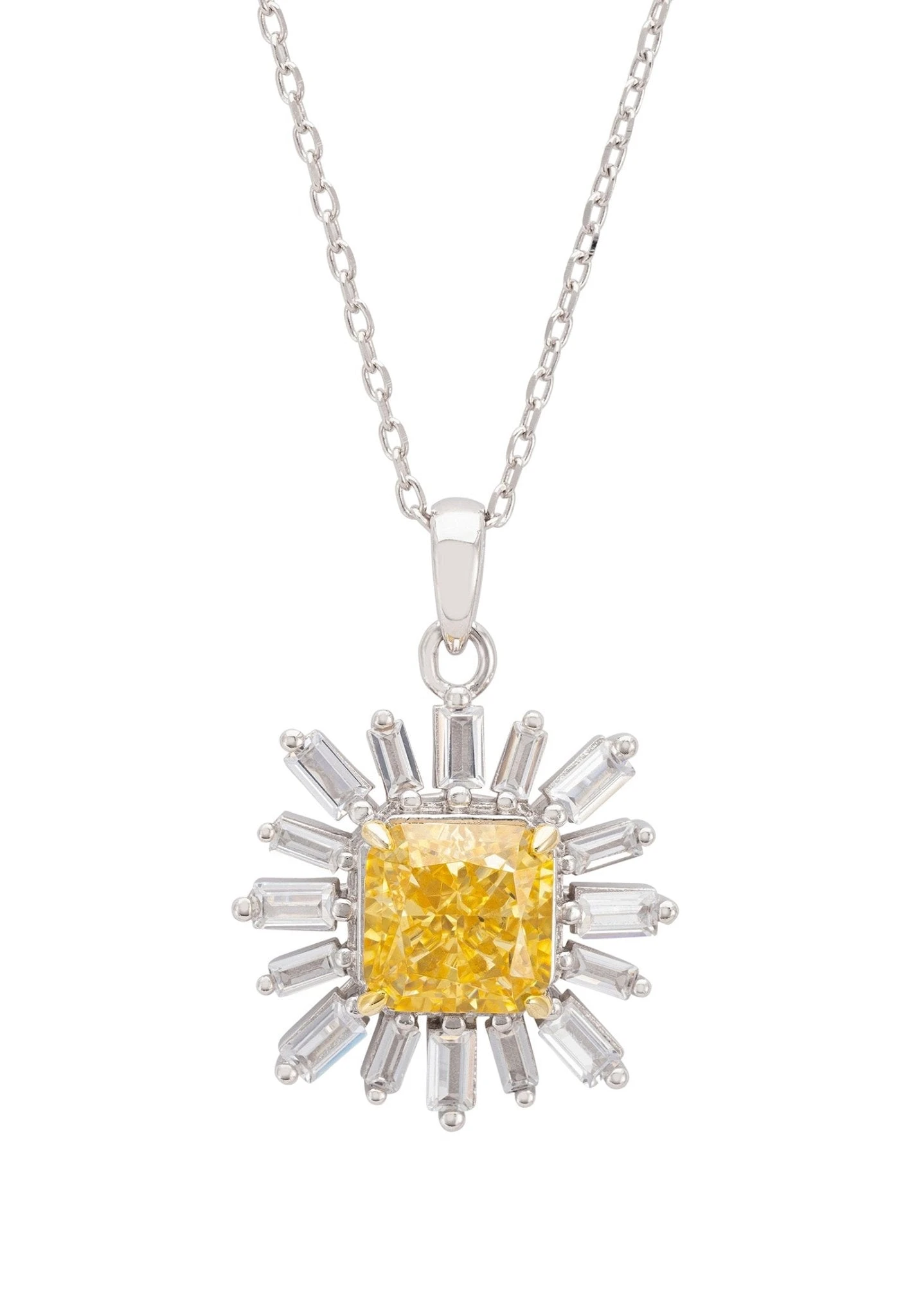 Latelita Daisy Flower Pendant Necklace Silver Citrine 1 Latelita Daisy Flower Pendant Necklace Silver Citrine