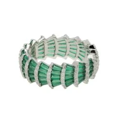 Latelita Deco Fantail Cocktail Ring Silver Emerald -Ornavique Sales deco fantail cocktail ring silver emerald 282308