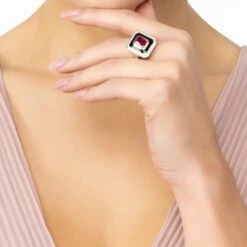 Latelita Deco Ruby & Enamel Ring Silver -Ornavique Sales deco ruby enamel ring silver 903678