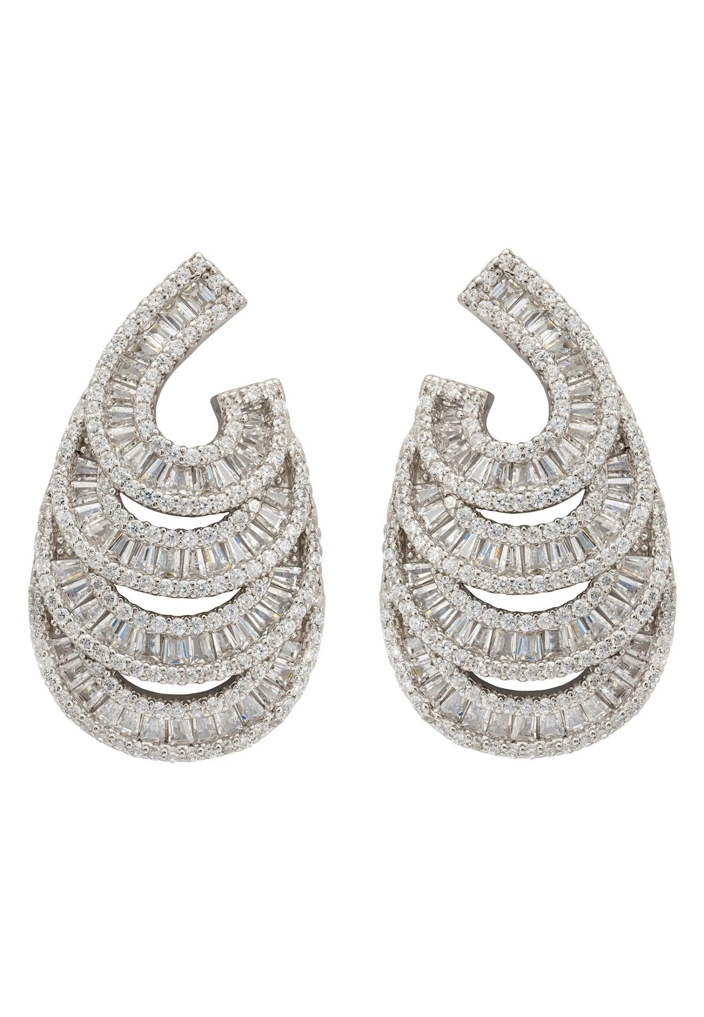 Latelita Deco Waves Baguette Hoop Earrings Silver 1 Latelita Deco Waves Baguette Hoop Earrings Silver