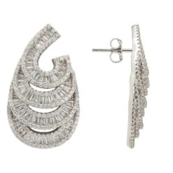 Latelita Deco Waves Baguette Hoop Earrings Silver 6 Latelita Deco Waves Baguette Hoop Earrings Silver -Ornavique Sales deco waves baguette hoop earrings silver 955747