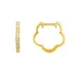 Latelita Diamond Flower Clover Huggie Hoop Earrings Gold