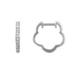 Latelita Diamond Flower Clover Huggie Hoop Earrings Silver