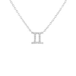 Latelita Diamond Zodiac Silver Necklace Gemini