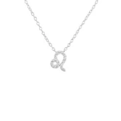 Latelita Diamond Zodiac Silver Necklace Leo