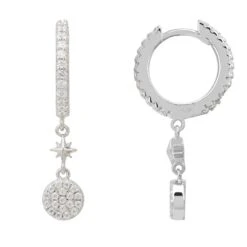 Latelita Disc Huggie Hoop Earrings Silver -Ornavique Sales disc huggie hoop earrings silver 139453