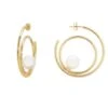 Latelita Double Hoop Pearl Earrings Gold