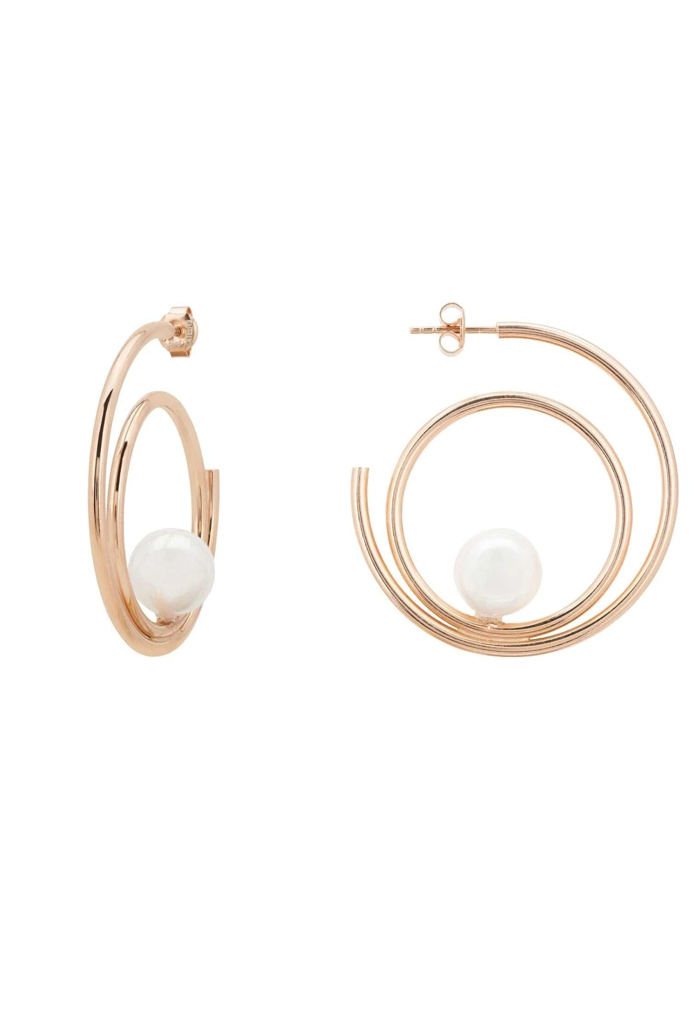 Latelita Double Hoop Pearl Earrings Rosegold 1 Latelita Double Hoop Pearl Earrings Rosegold
