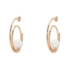 Latelita Double Hoop Pearl Earrings Rosegold 6 Latelita Double Hoop Pearl Earrings Rosegold -Ornavique Sales double hoop pearl earrings rosegold 248850